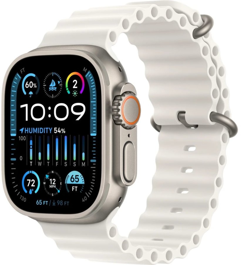 Apple Apple Watch Ultra 2 49mm titanová s bílým oceánským řemínkem - Hodinky Chytré hodinky Apple
