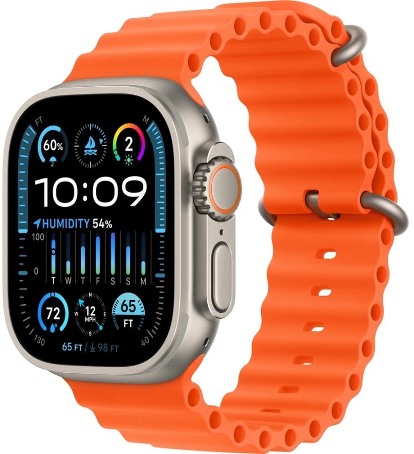 Apple Apple Watch Ultra 2 49mm titanová s oranžovým oceánským řemínkem - Hodinky Chytré hodinky Apple