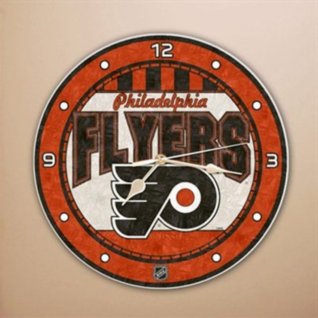 NHL nástěnné hodiny Art Glass Wall Flyers - Philadelphia Flyers Hodinky, budík