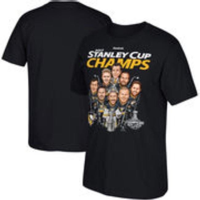 Tričko Reebok 2017 Stanley Cup Champions Caricature T-Shirt - Black Penguins - Pittsburgh Penguins Trička