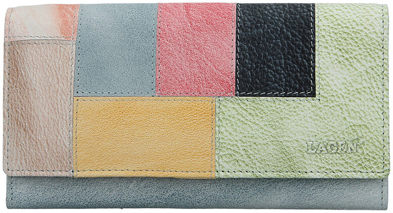Lagen Dámská kožená peněženka V-17 Ocean Blue/Multi - Peněženky Kožené peněženky