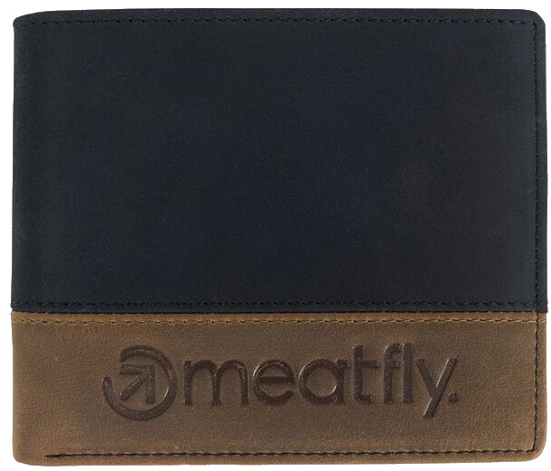 Meatfly Pánská kožená peněženka Eddie Premium Black/Oak - Peněženky Elegantní peněženky