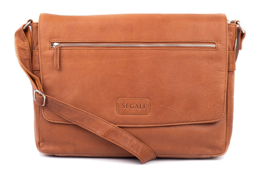 SEGALI Kožená taška na notebook 102 cognac - Tašky Tašky na notebook