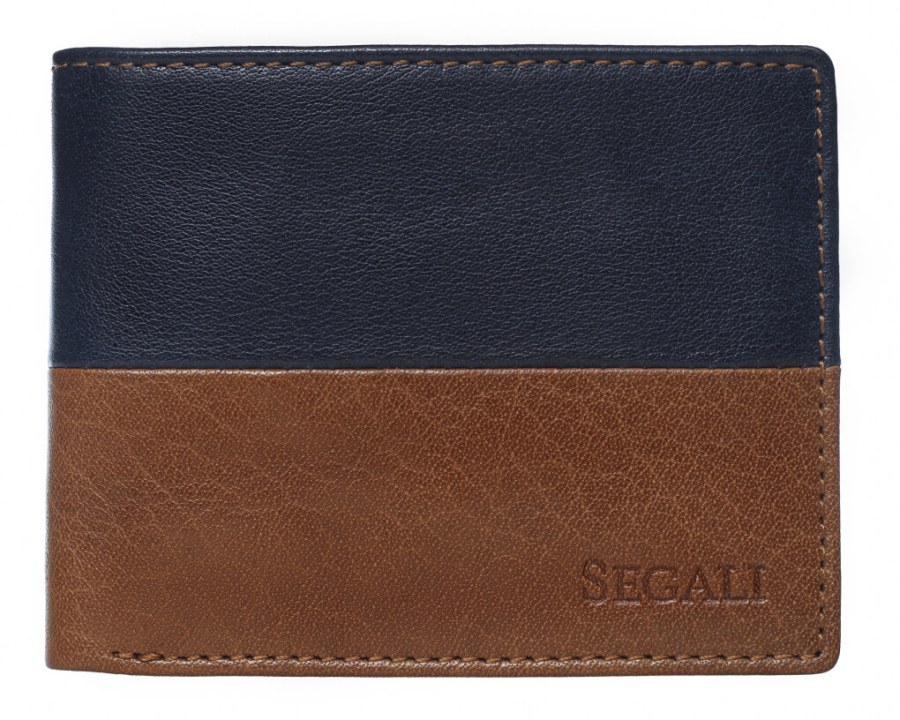 SEGALI Pánská kožená peněženka 80892 cognac/blue - Peněženky Kožené peněženky