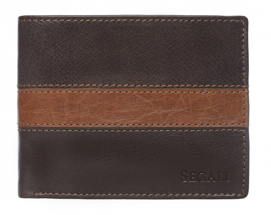 SEGALI Pánská kožená peněženka 81096 brown/tan - Peněženky Kožené peněženky