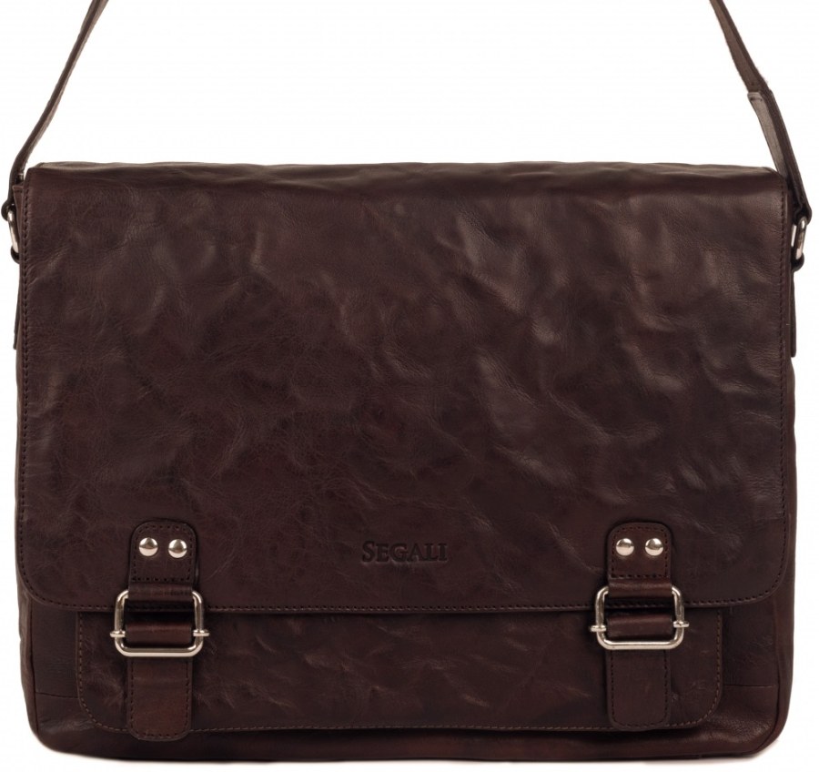 SEGALI Pánská kožená taška na notebook 6135 Brown - Tašky Tašky na notebook