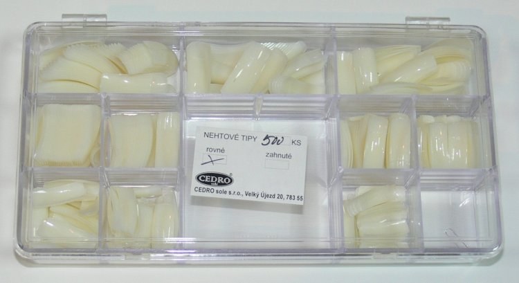 Nehtové tipy Cedro BOX 500 ks rovné - Péče o ruce Nehtové tipy pro nehtovou modeláž Nehtové tipy - boxy CEDRO