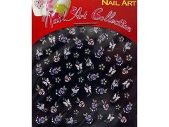 Samolepící nálepky na nehty - motýlci a květy S3DW17
