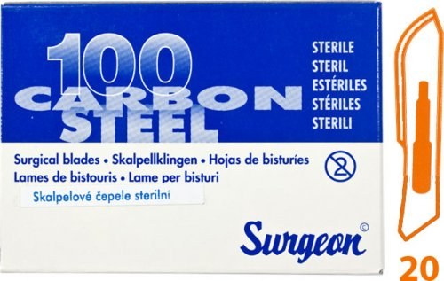 Čepelka skalpelová sterilní karbonová tvar 20 (Surgeon)