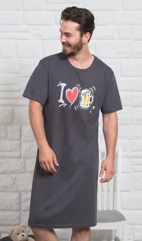 Pánská noční košile s krátkým rukávem I love beer - Pánské oblečení pyžama