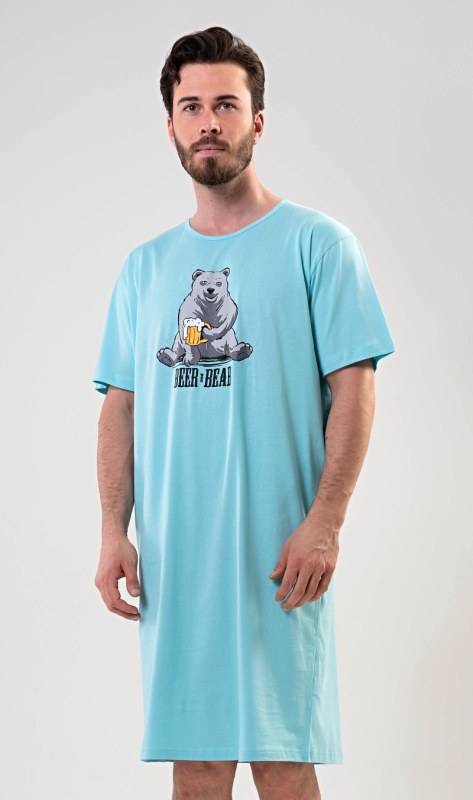 Pánská noční košile s krátkým rukávem Beer and bear - Pánské oblečení pyžama