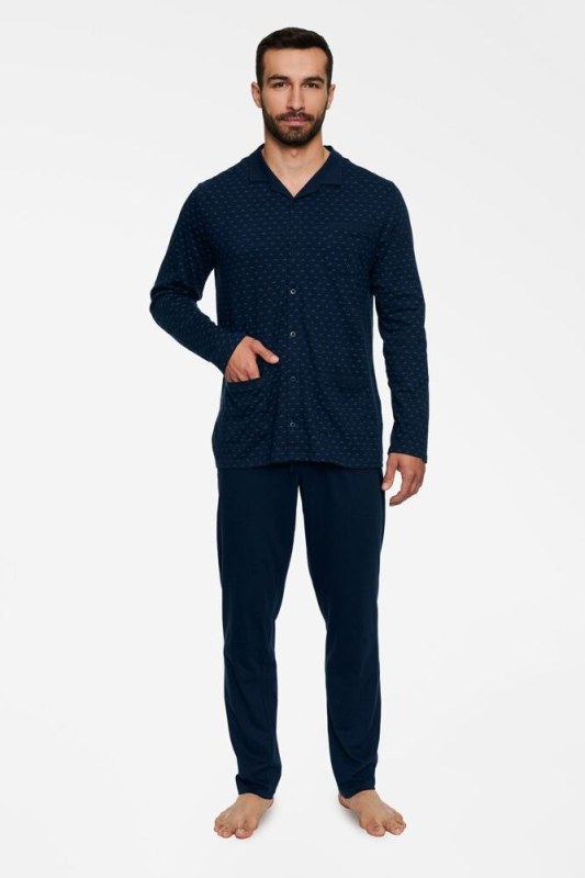 Pánské propínací pyžamo Ted tmavě modré - Pánské oblečení pyžama
