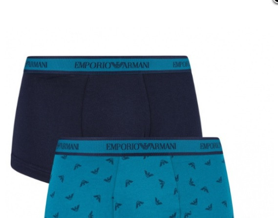 Pánské boxerky 2 pack 111357 tm.modrá/petrolej - Emporio Armani - Pánské oblečení spodní prádlo boxerky