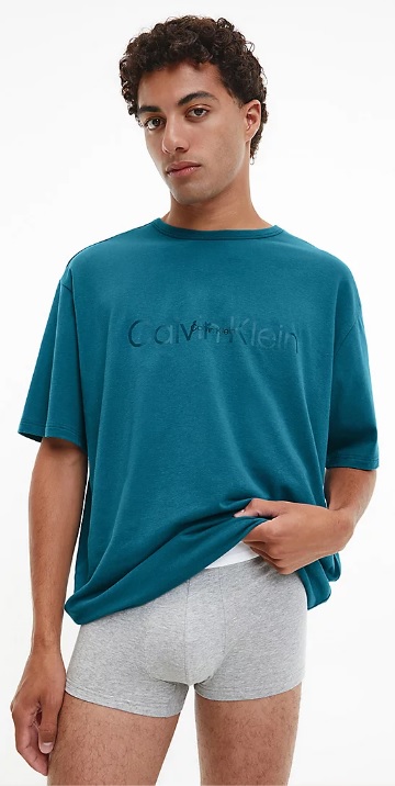 Pánské tričko NM2355E CGQ petrolej - Calvin Klein - Pánské oblečení trička