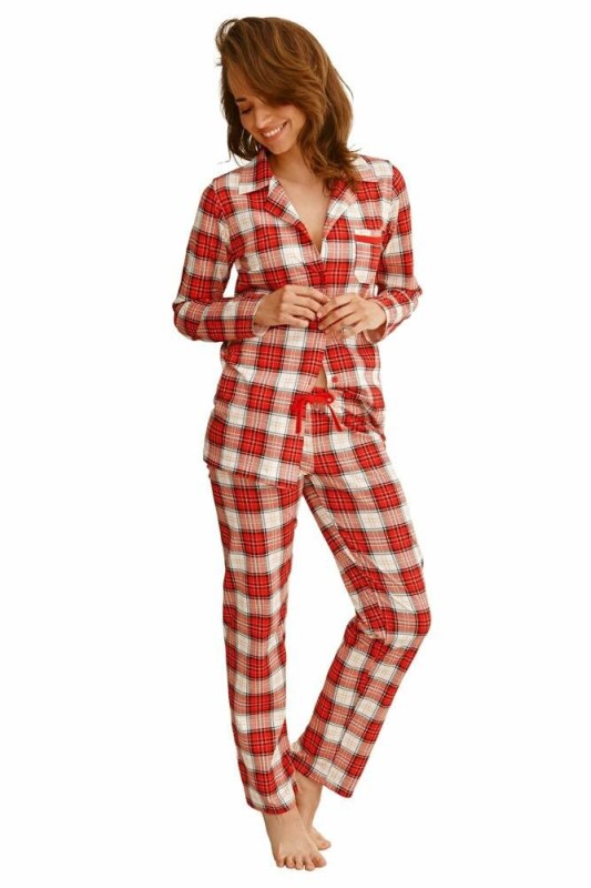 Dámské pyžamo Celine červené s káro vzorem - Dámská pyžama