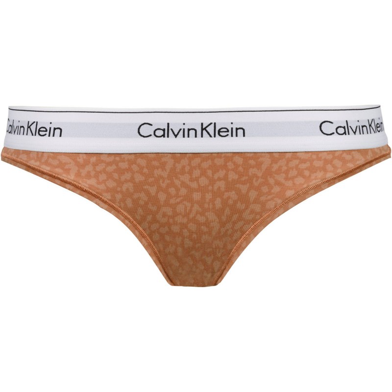 Dámské kalhotky F3787E 796 hnědá/vzor - Calvin Klein - Dámské spodní prádlo kalhotky