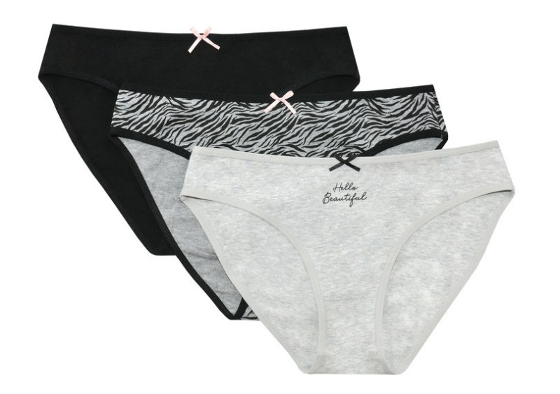 Dámské kalhotky 3-pack 36508 K041 černo - šedá - zebra - Henderson - Dámské spodní prádlo kalhotky