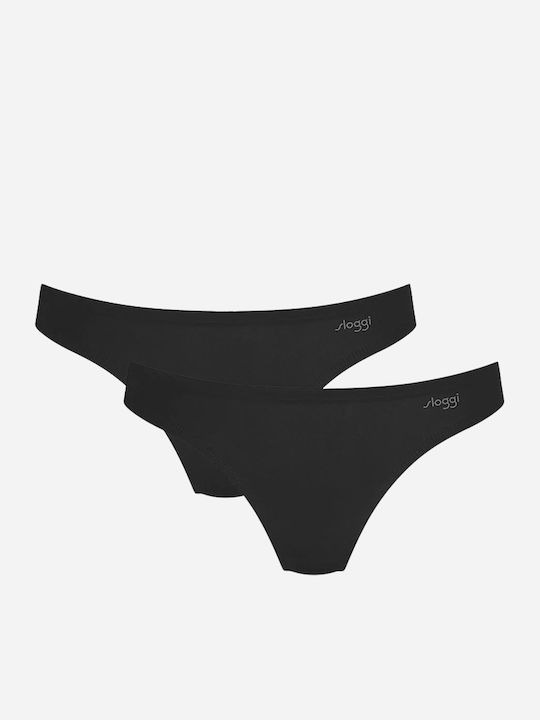 Dámské kalhotky Sloggi ZERO One Tanga 2P černé - Dámské spodní prádlo kalhotky