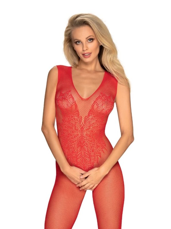 Žhavé body N112 bodystocking red - Obsessive - Erotické prádlo body