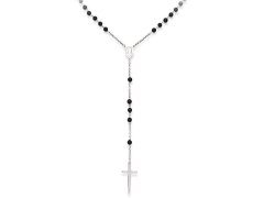 Amen Originální stříbrný náhrdelník s onyxy Rosary CROBON40