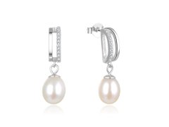 Beneto Elegantní stříbrné náušnice s pravými perlami AGUP2687P