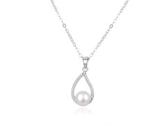 Beneto Elegantní stříbrný náhrdelník s pravou perlou AGS984/47P