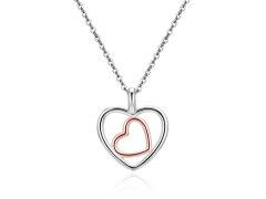 Beneto Nádherný stříbrný náhrdelník Srdce AGS1535/47