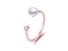 Beneto Otevřený bronzový prsten s pravou sladkovodní perlou AGG467-RG