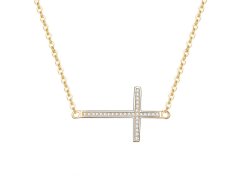 Beneto Pozlacený stříbrný náhrdelník s křížkem AGS196/47-GOLD