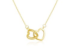 Beneto Pozlacený stříbrný náhrdelník se srdíčky AGS1327/47-GOLD