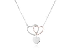 Beneto Romantický bicolor náhrdelník se srdíčky AGS1267/47-2