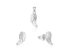 Beneto Stříbrná souprava šperků andělská křídla AGSET64/1L (přívěsek, náušnice)
