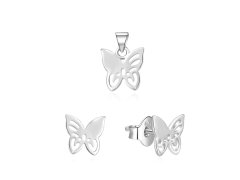 Beneto Stříbrná souprava šperků motýlci AGSET224L (přívěsek, náušnice)