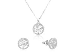 Beneto Stříbrná souprava šperků strom života AGSET213R (náhrdelník, náušnice s puzetkou)