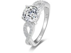 Beneto Stříbrný prsten s třpytivými krystaly AGG204 52 mm