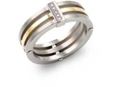 Boccia Titanium Pozlacený titanový prsten s diamanty 0126-02 52 mm