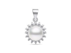 Brilio Silver Elegantní perlový přívěsek s čirými zirkony PT108W