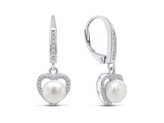 Brilio Silver Elegantní stříbrné náušnice s perlou a zirkony EA87