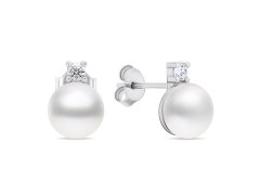 Brilio Silver Elegantní stříbrné náušnice s pravými perlami EA597W