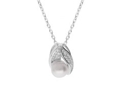 Brilio Silver Elegantní stříbrný náhrdelník s pravou perlou MPD0176B (řetízek, přívěsek)