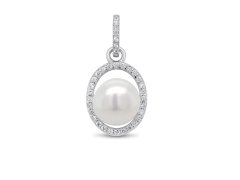 Brilio Silver Elegantní stříbrný přívěsek se zirkony a perlou PT02