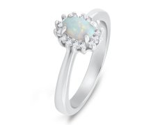 Brilio Silver Elegantní stříbrný prsten s opálem a zirkony RI106W 52 mm