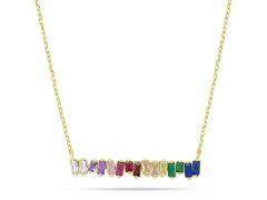 Brilio Silver Hravý pozlacený náhrdelník s barevnými zirkony NCL148YRBW