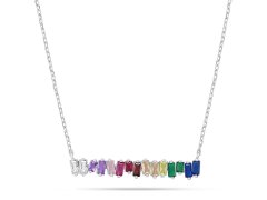 Brilio Silver Hravý stříbrný náhrdelník s barevnými zirkony NCL148WRBW