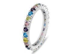 Brilio Silver Hravý stříbrný prsten s barevnými zirkony RI116WRBW 58 mm