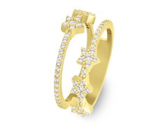 Brilio Silver Krásný pozlacený prsten s hvězdami RI095Y 56 mm