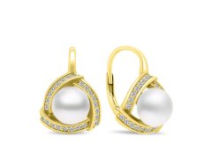 Brilio Silver Luxusní perlové náušnice z pozlaceného stříbra EA393Y