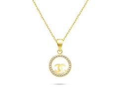 Brilio Silver Módní pozlacený náhrdelník se zirkony NCL139Y World Icon (řetízek, přívěsek)