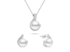 Brilio Silver Nadčasová sada šperků s pravými perlami SET240W (náušnice, náhrdelník)