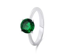 Brilio Silver Nadčasový stříbrný prsten se zeleným zirkonem RI057WG 58 mm